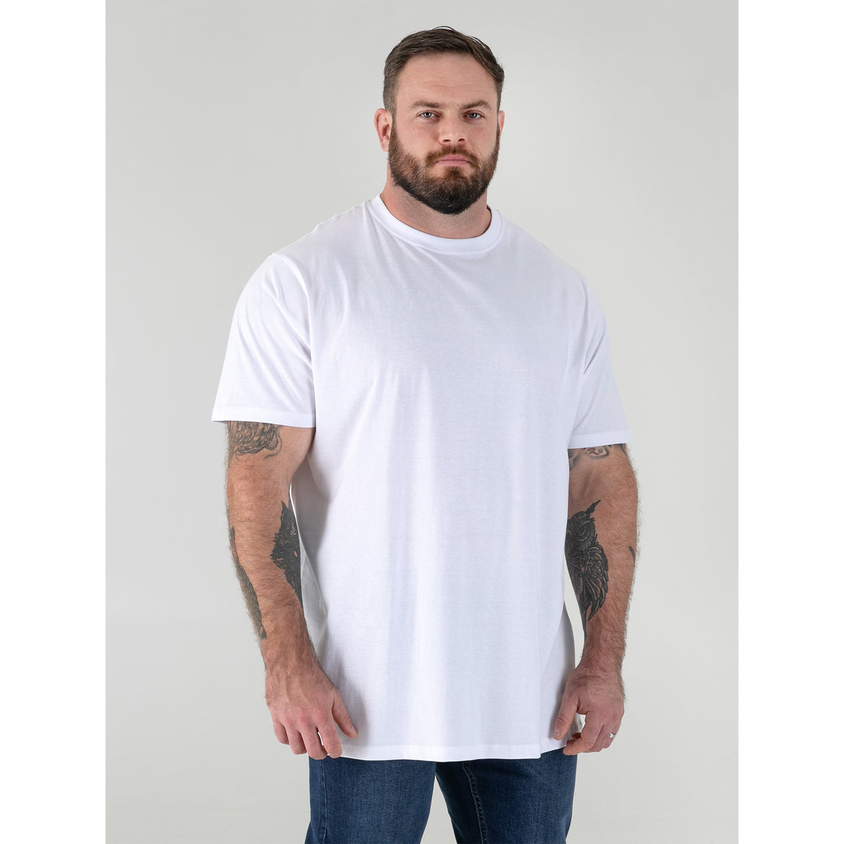 White - Side - Duke Mens D555 Flyers Crew Neck Kingsize T-Shirt