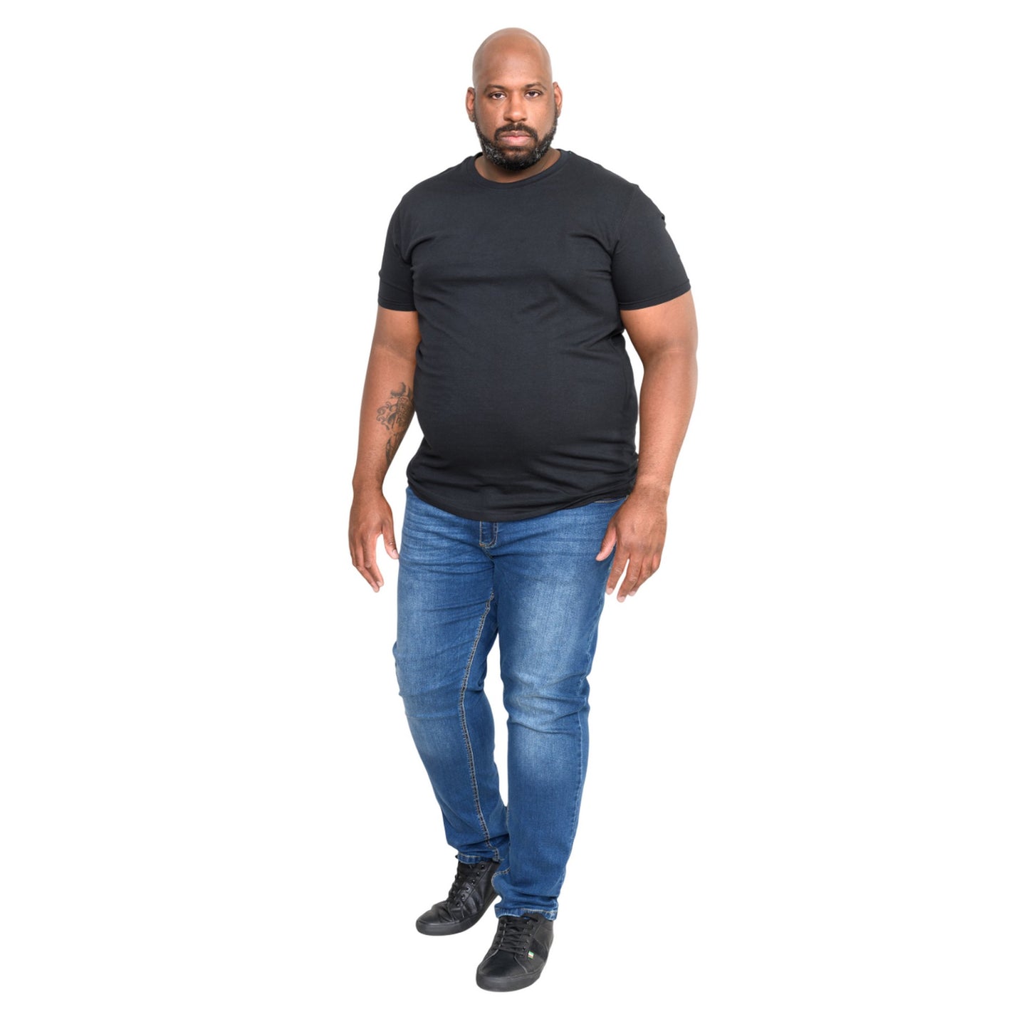Black - Side - Duke Mens D555 Flyers Crew Neck Kingsize T-Shirt
