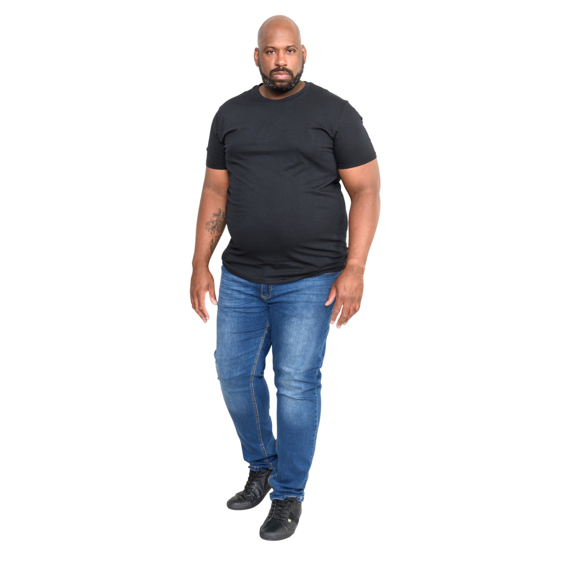 Black - Side - Duke Mens D555 Flyers Crew Neck Kingsize T-Shirt