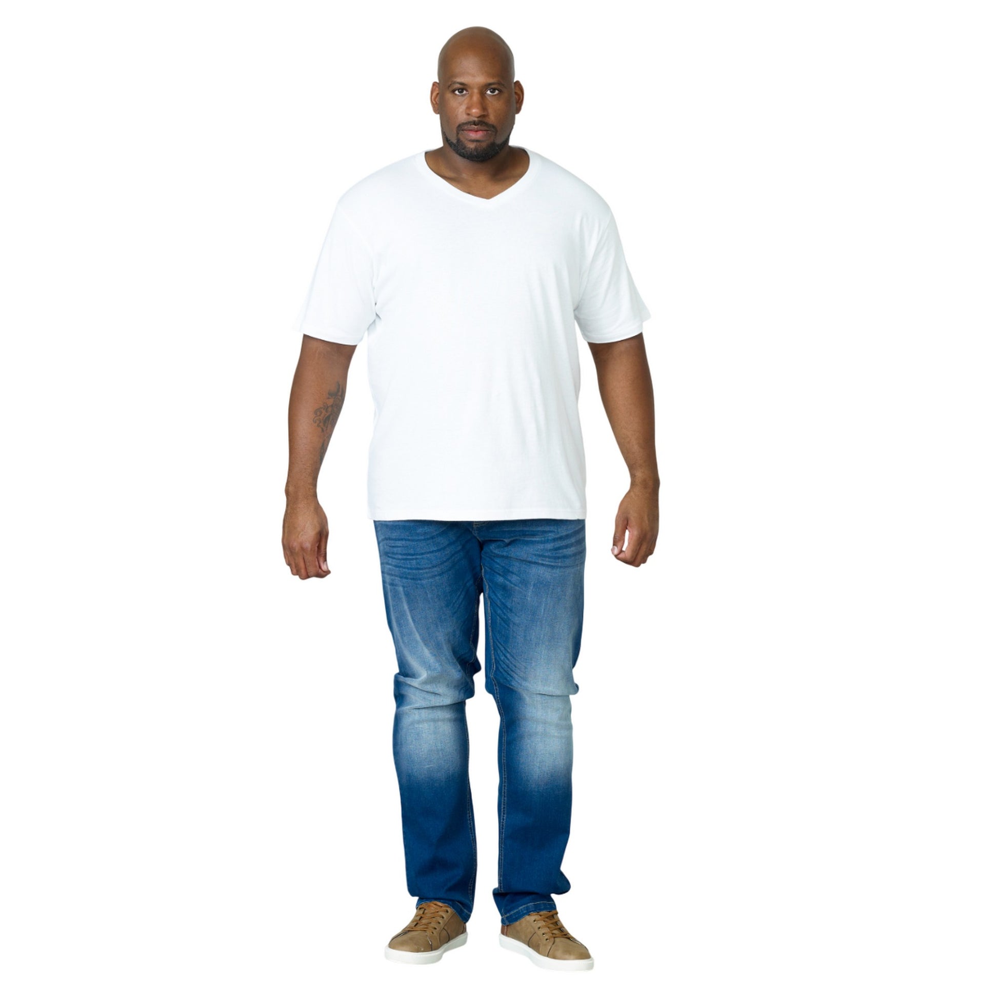 White - Side - Duke Mens D555 Signature Cotton Kingsize T-Shirt