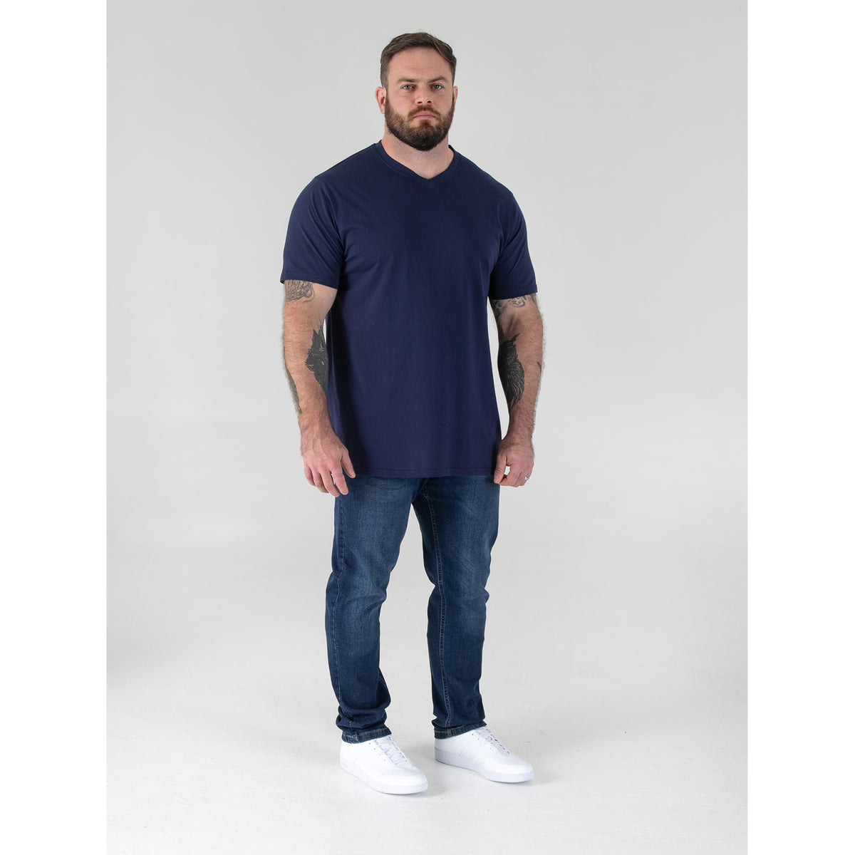 Navy - Pack Shot - Duke Mens D555 Signature Cotton Kingsize T-Shirt