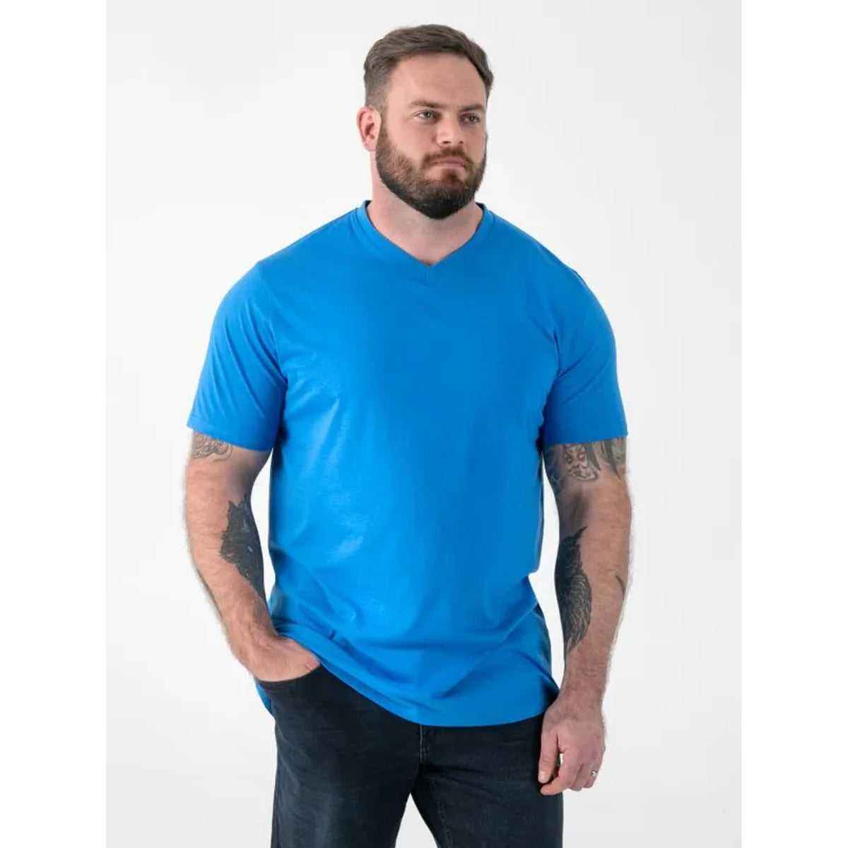 Teal - Side - Duke Mens D555 Signature Cotton Kingsize T-Shirt