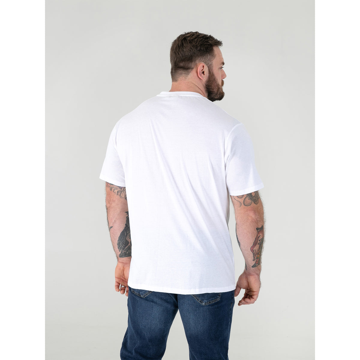 White - Side - Duke Mens D555 Signature Cotton Kingsize T-Shirt