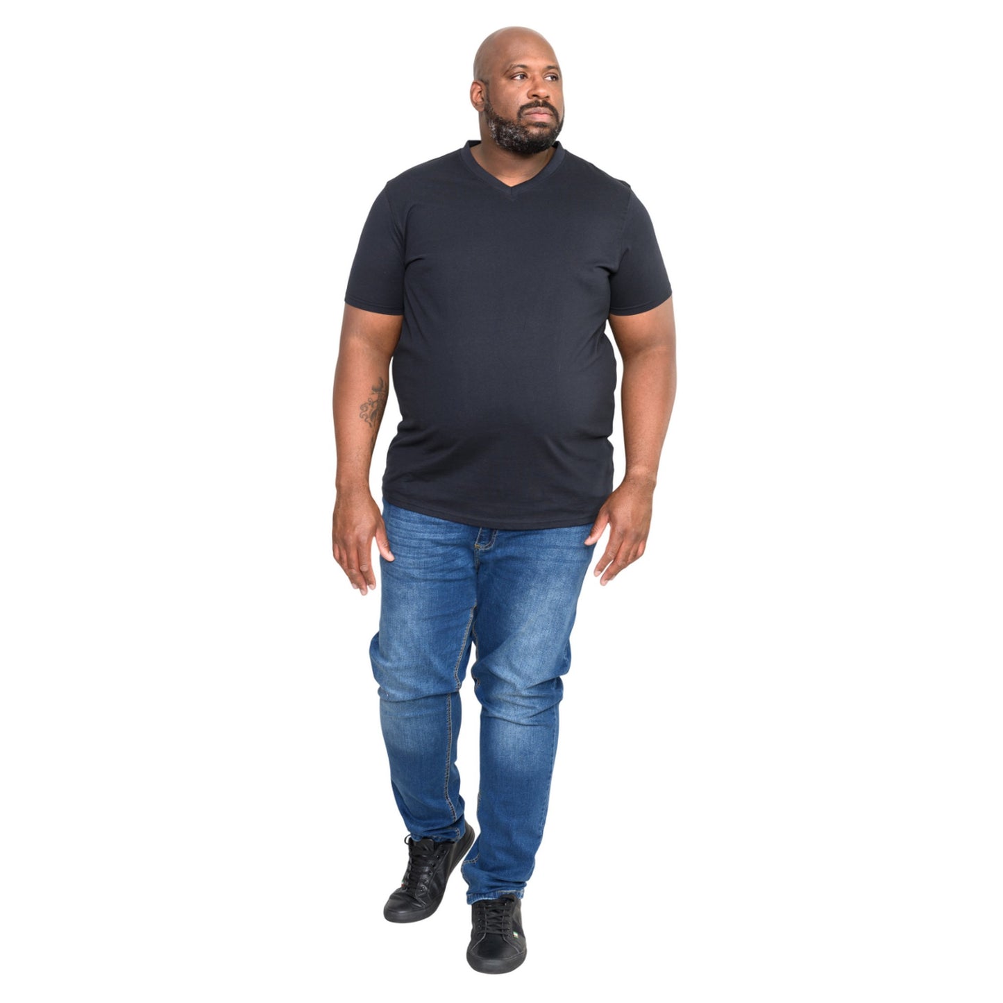 Black - Side - Duke Mens D555 Signature Cotton Kingsize T-Shirt