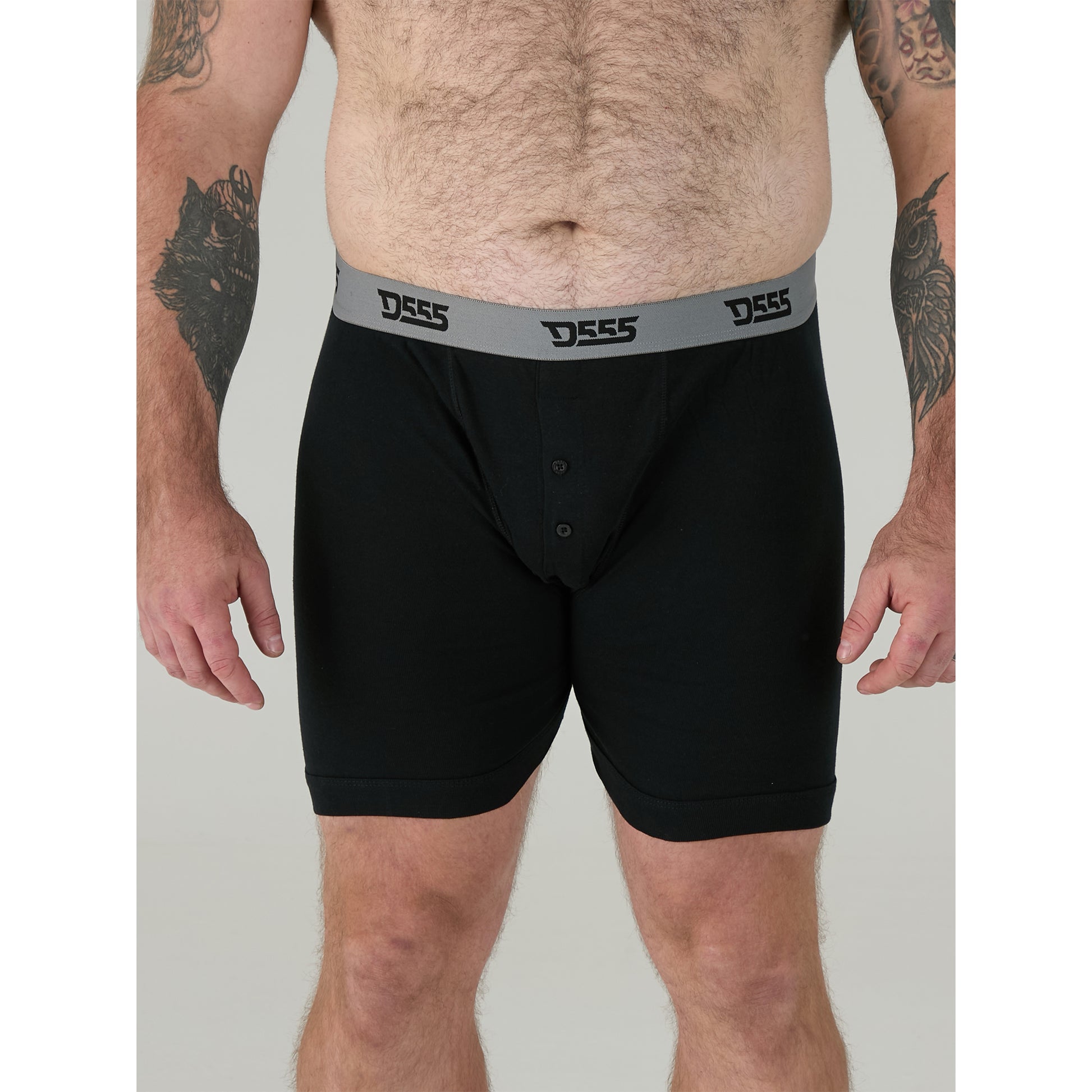 Black-Grey-Navy - Close up - Duke Mens D555 London Driver Kingsize Boxer Shorts (Pack Of 3)