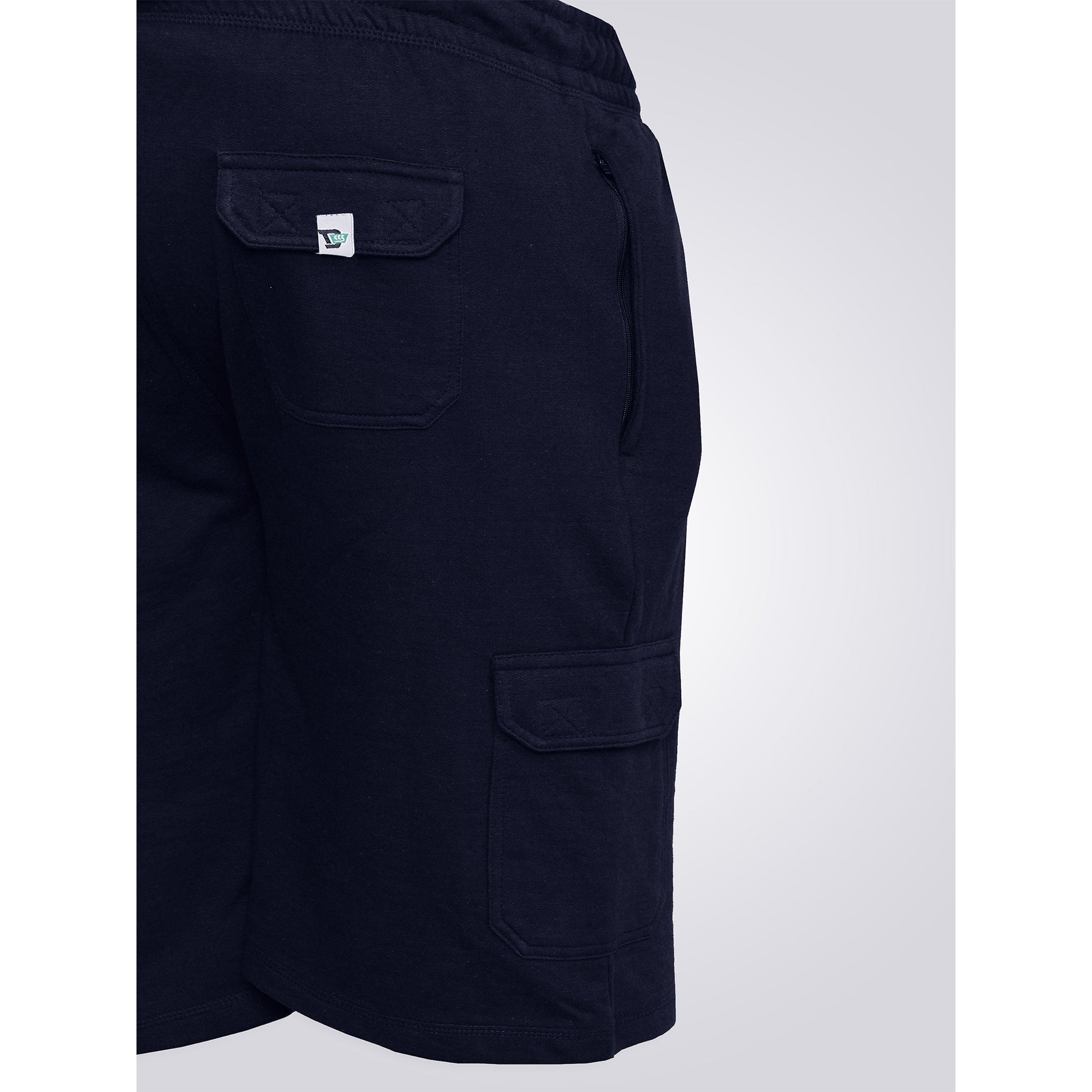 Navy - Side - Duke Mens D555 John Cotton Lightweight Kingsize Cargo Shorts