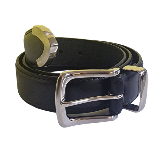Black - Front - Duke Mens D555 Joseph Bonded Leather Metal Tip Waist Belt