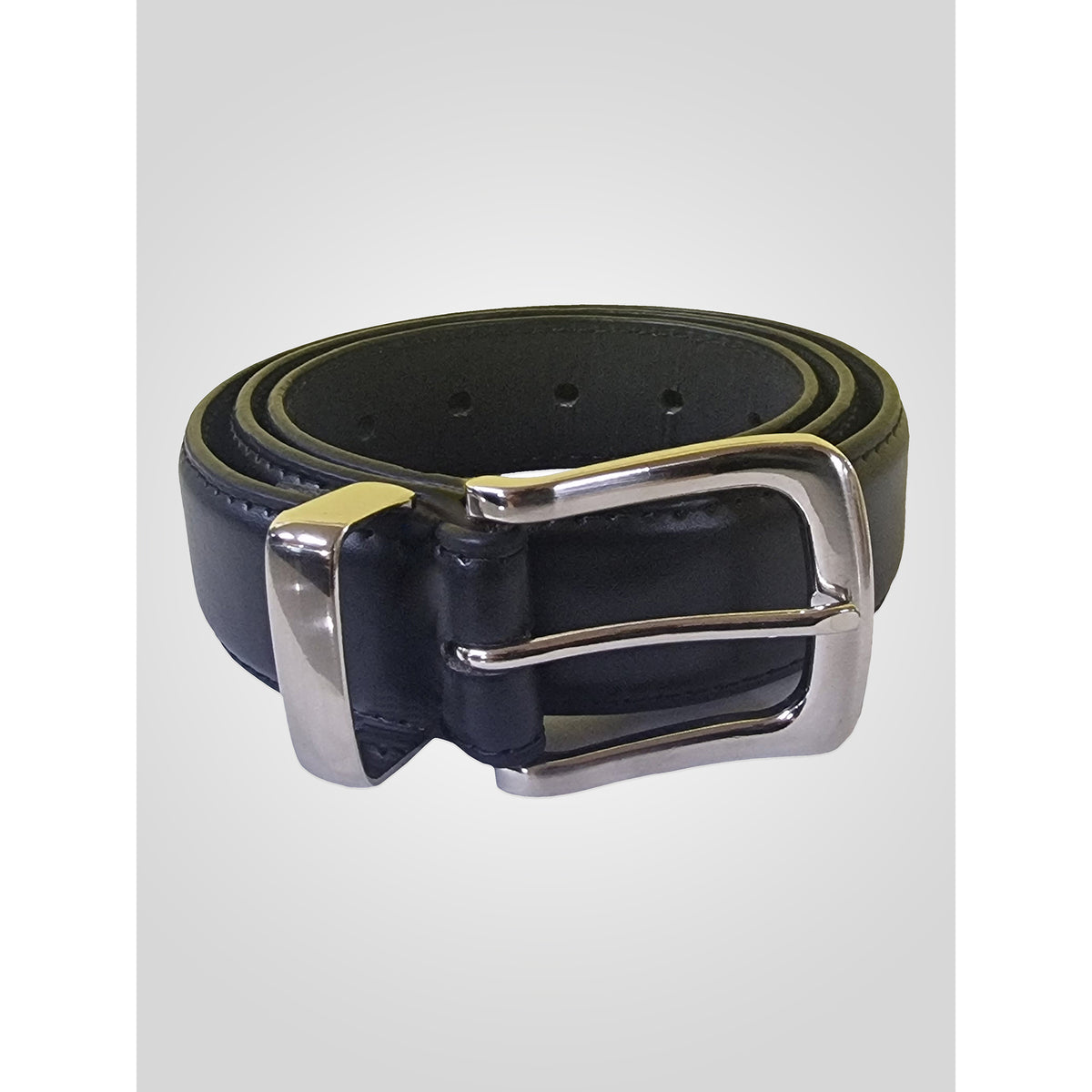Black - Back - Duke Mens D555 Joseph Bonded Leather Metal Tip Waist Belt