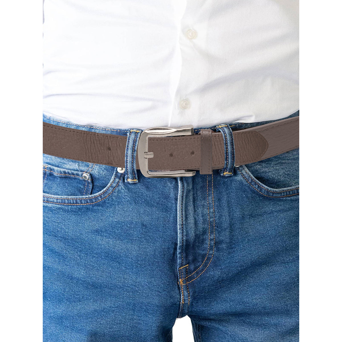 Brown - Pack Shot - Duke D555 Harrison Bonded Leather Waist Belt