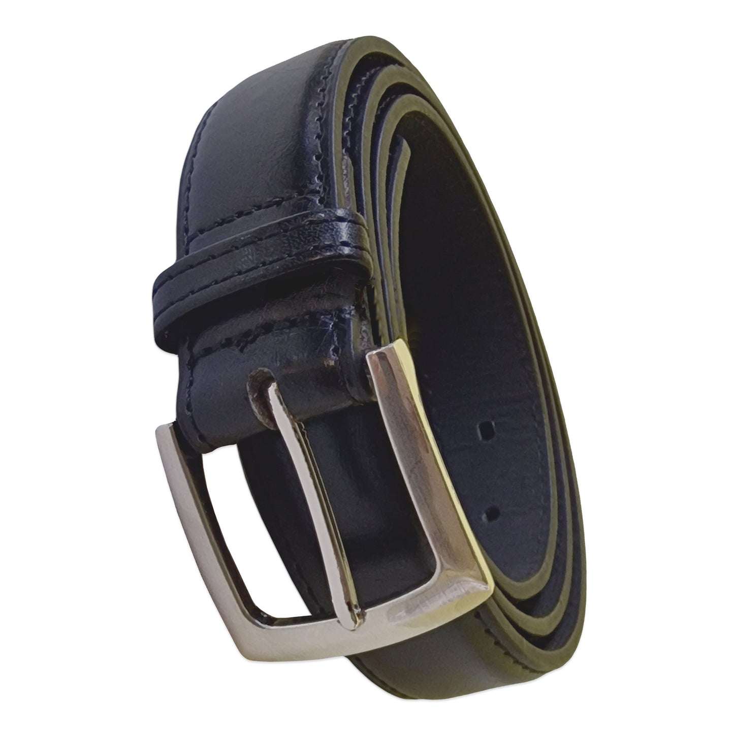 Black - Back - Duke Mens D555 Lewis Plain Bonded Leather Belt