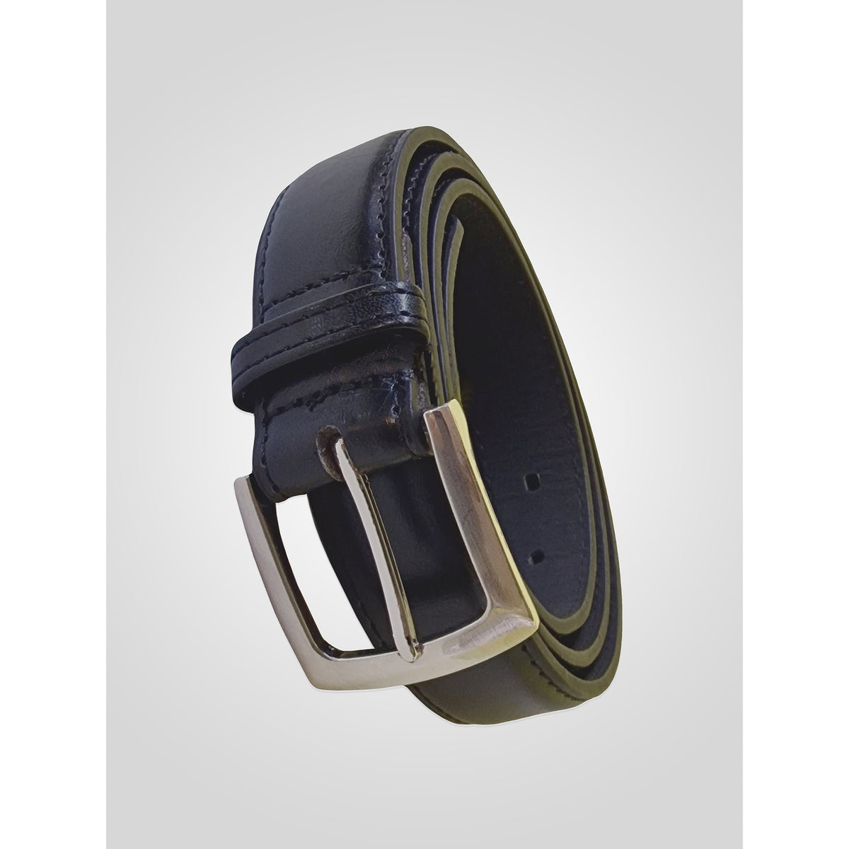 Black - Back - Duke Mens D555 Lewis Plain Bonded Leather Belt