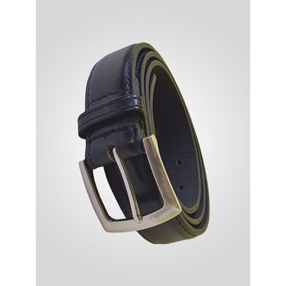 Black - Back - Duke Mens D555 Lewis Plain Bonded Leather Belt
