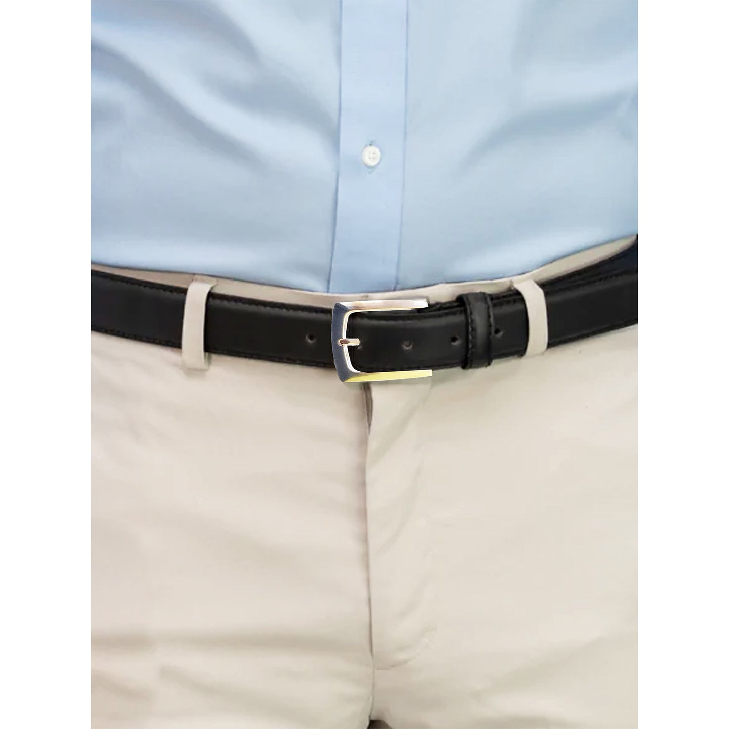 Black - Pack Shot - Duke Mens D555 Lewis Plain Bonded Leather Belt
