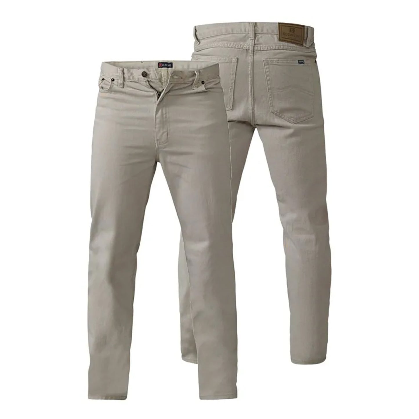 Stone - Pack Shot - Duke Mens D555 Rockford Denim Comfort Jeans