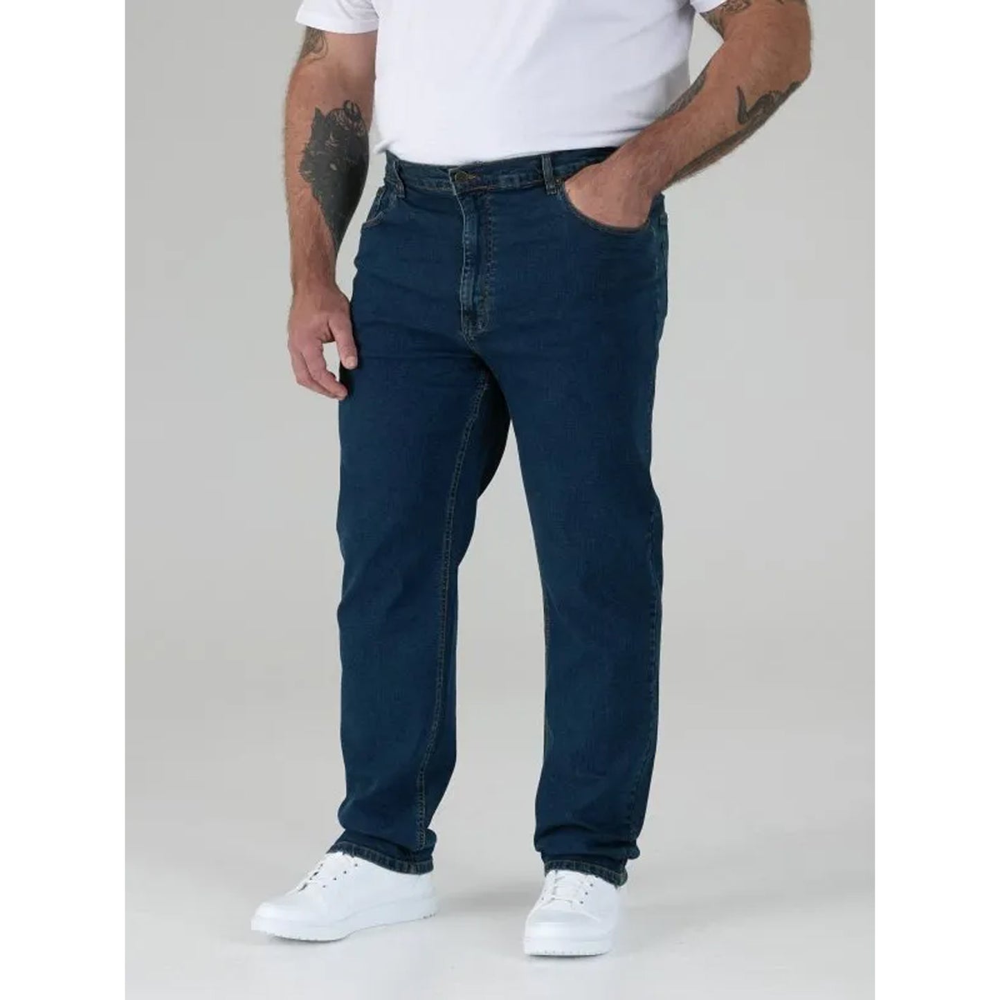 Stonewash - Side - Duke Mens D555 Rockford Carlos Stretch Jeans