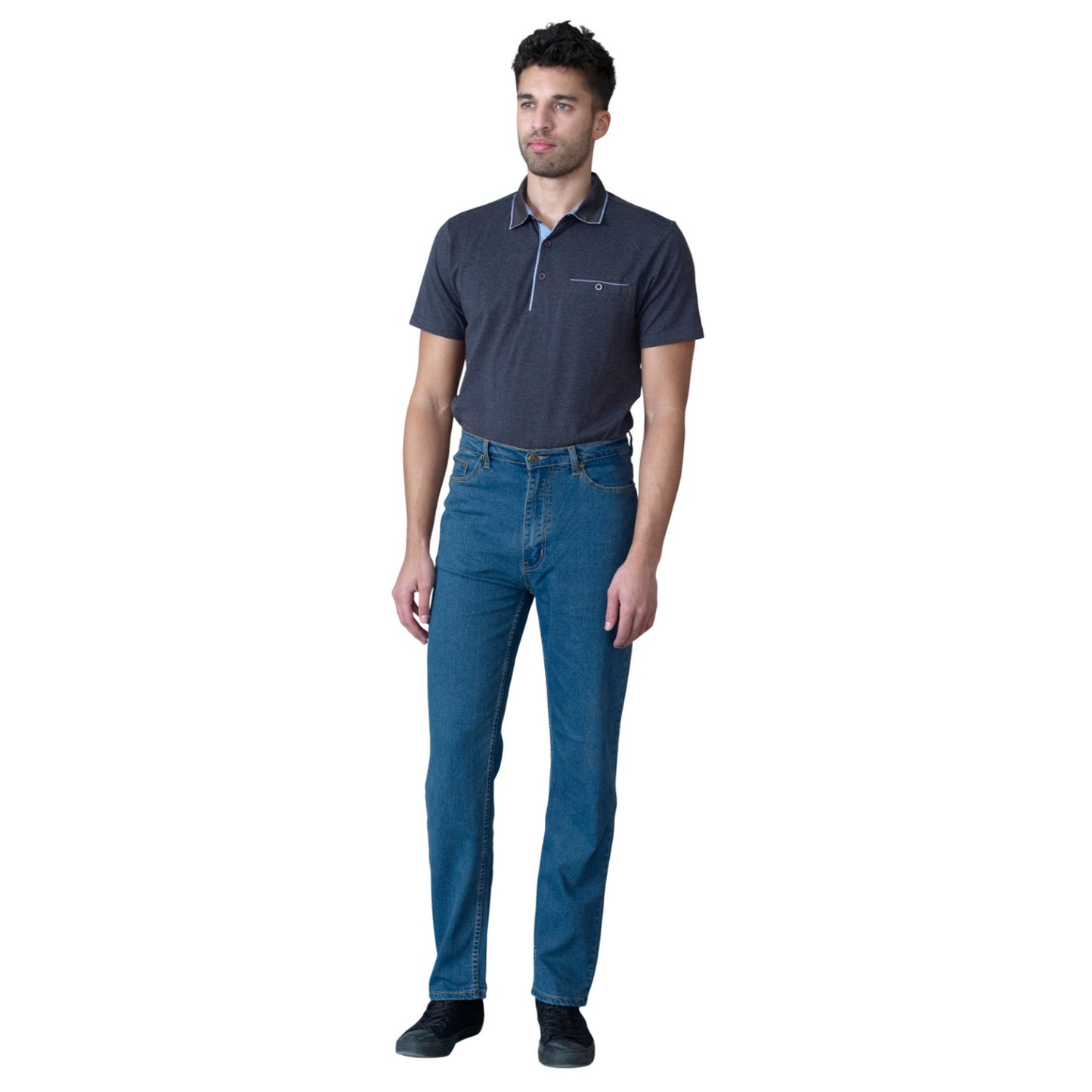 Stonewash - Side - Duke Mens D555 Rockford Carlos Stretch Jeans