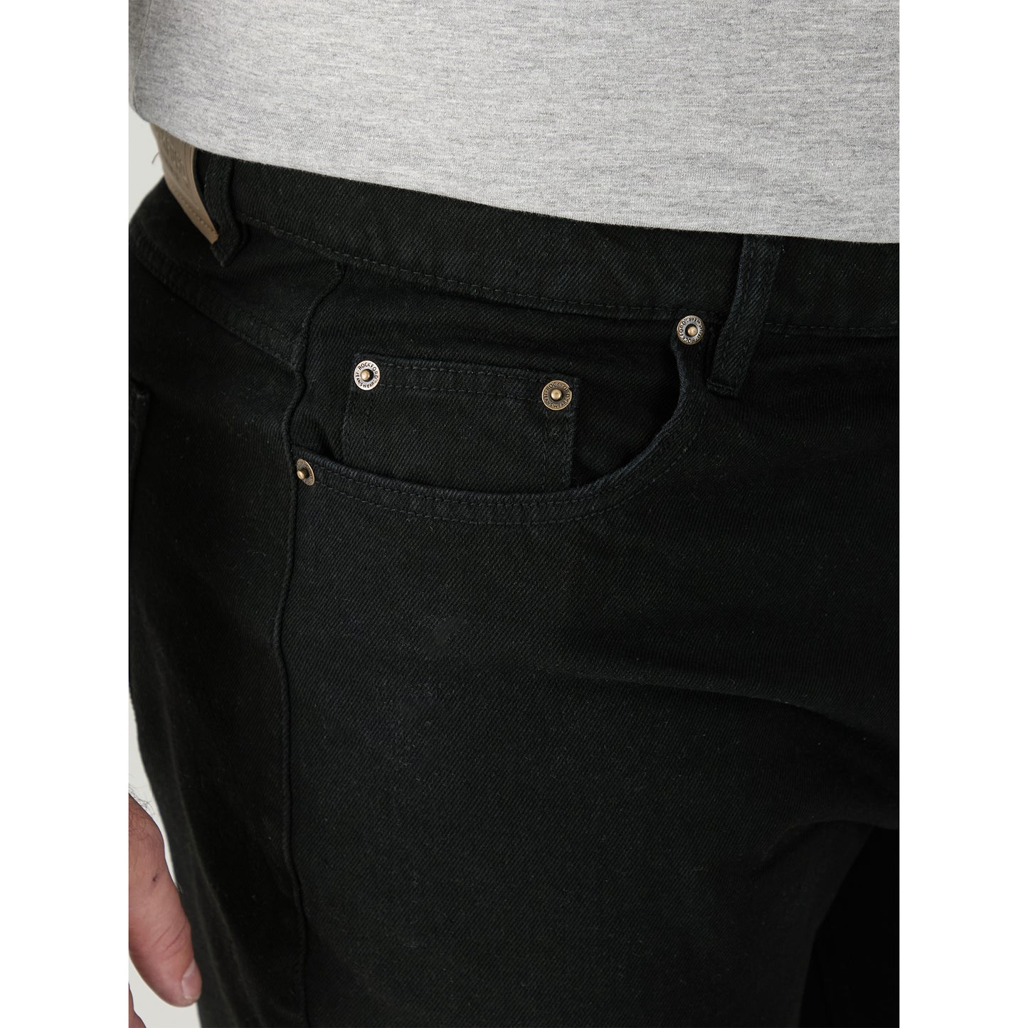 Black - Close up - Duke Mens D555 Rockford Comfort Kingsize Jeans