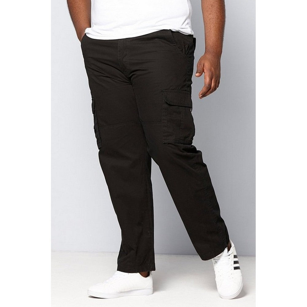 Black - Back - Duke London Mens Tall Fit Cotton Cargo Trousers