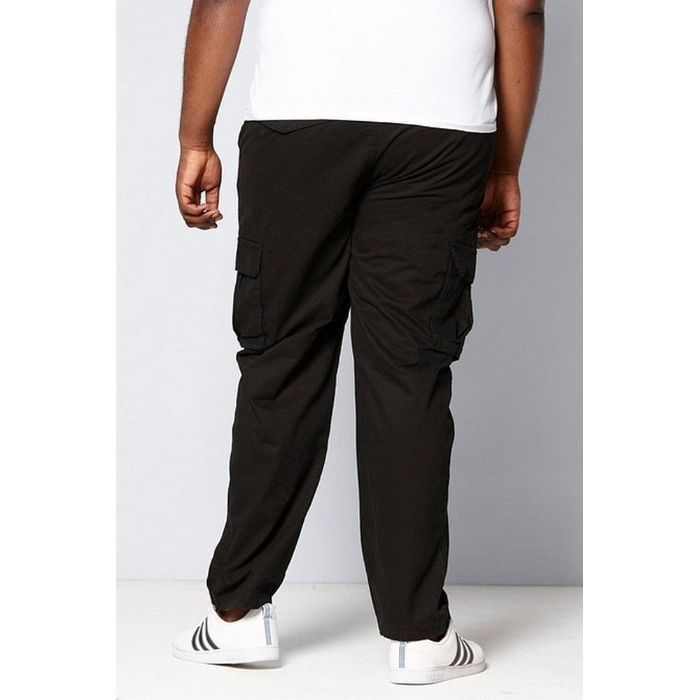 Black - Side - Duke London Mens Tall Fit Cotton Cargo Trousers
