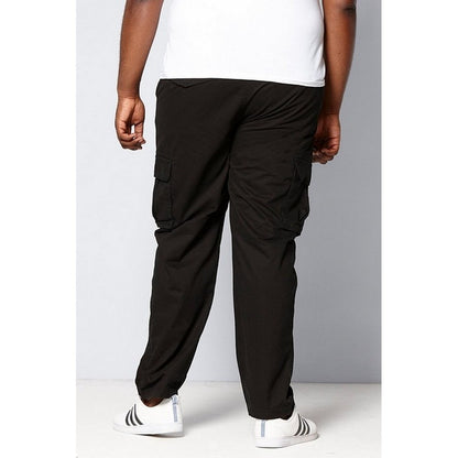 Black - Side - Duke London Mens Tall Fit Cotton Cargo Trousers