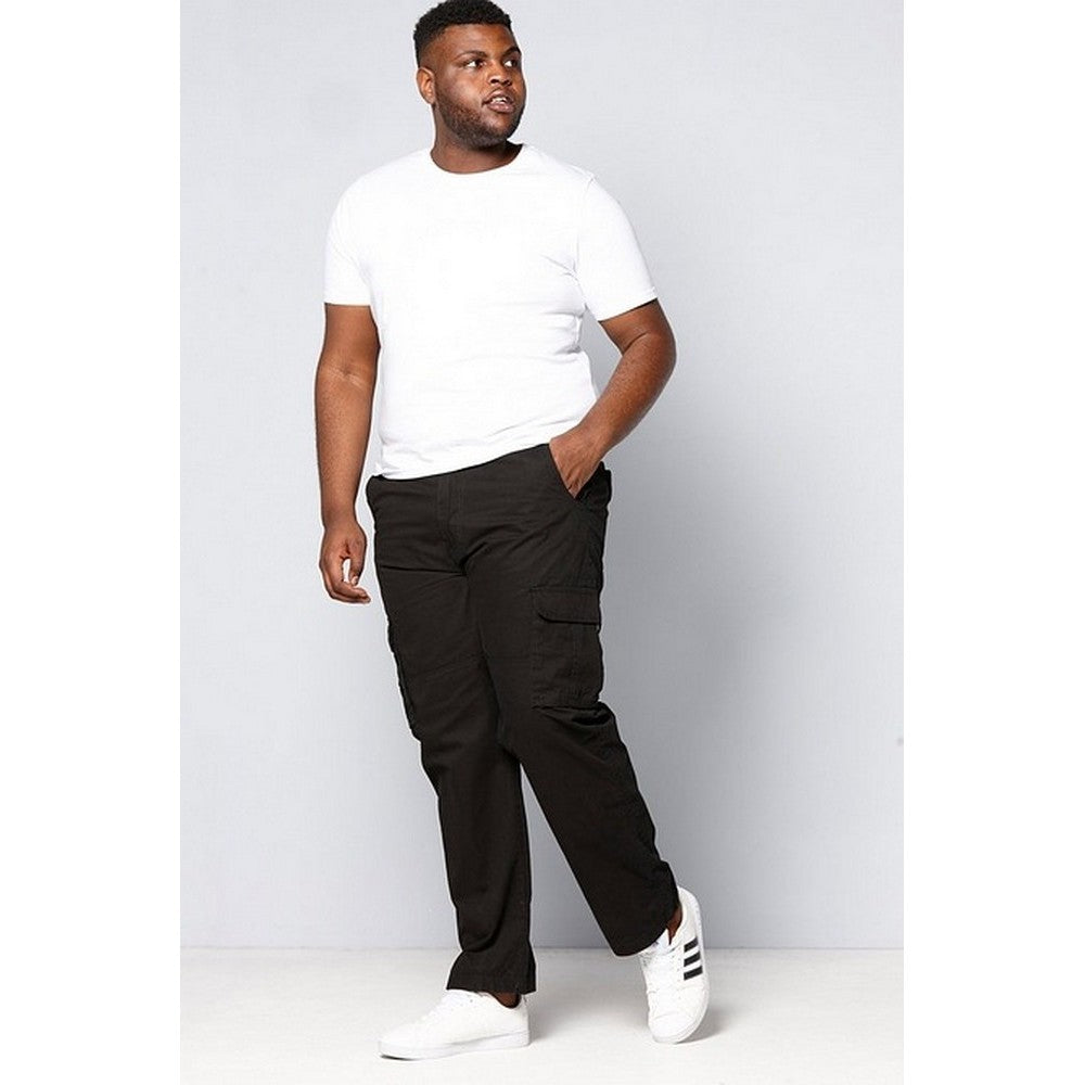 Black - Pack Shot - Duke London Mens Tall Fit Cotton Cargo Trousers