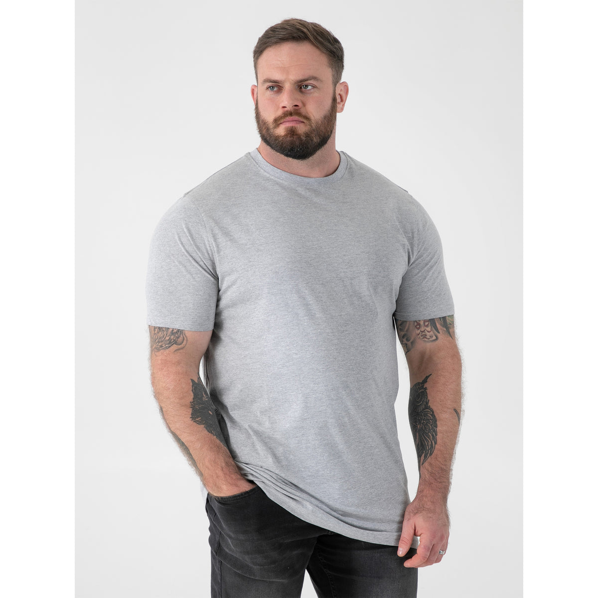 Grey Melange - Side - Duke Mens D555 Flyers T-Shirt