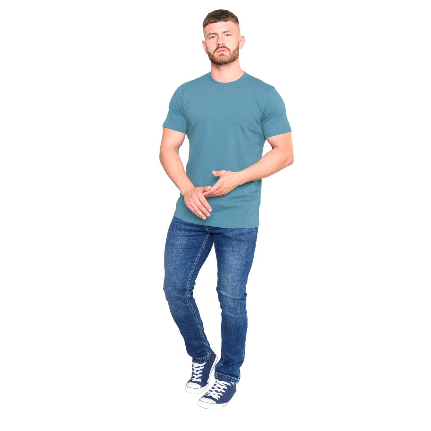 Teal - Side - Duke Mens D555 Flyers 2 Crew Neck T-Shirt