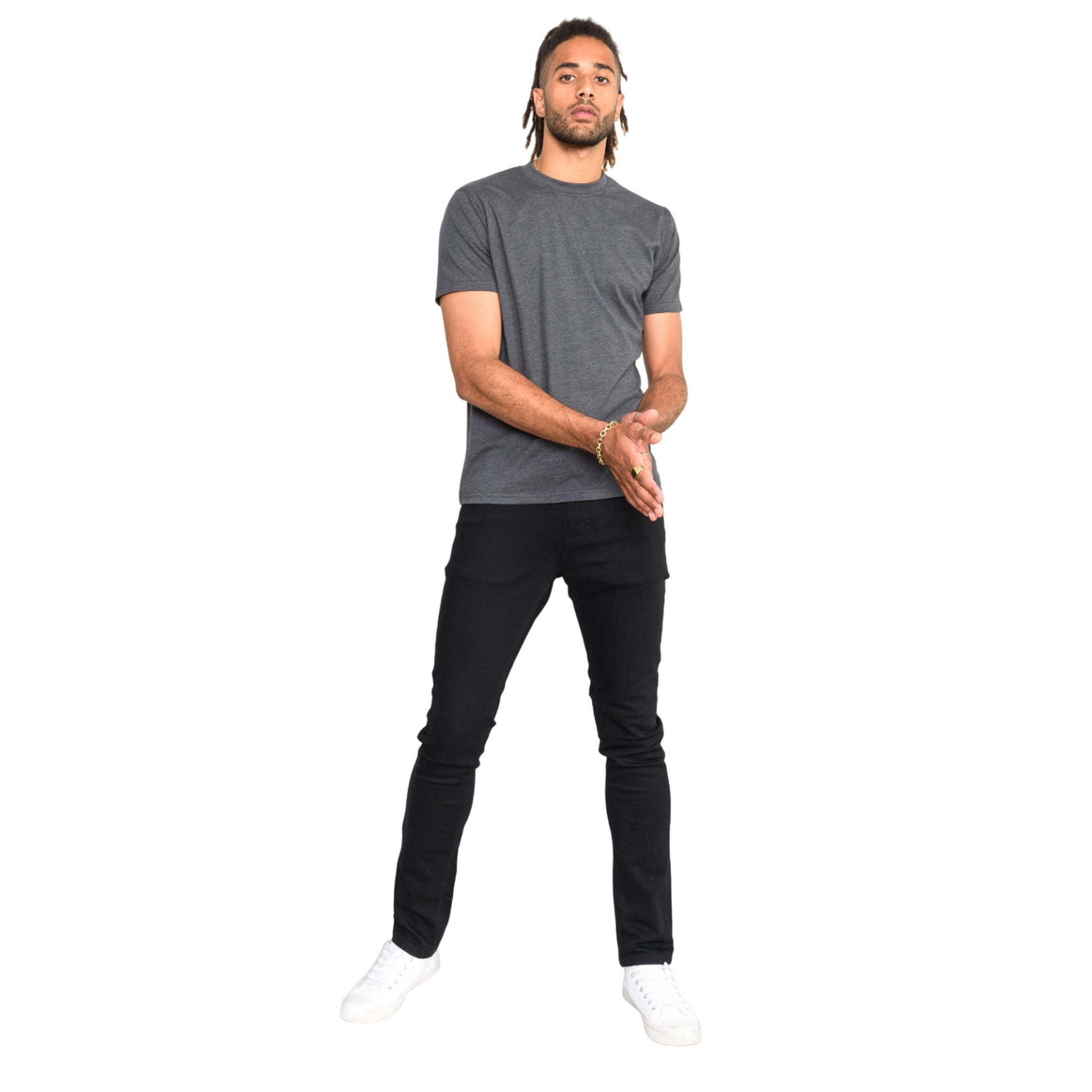 Charcoal Melange - Side - Duke Mens D555 Flyers 2 Crew Neck T-Shirt