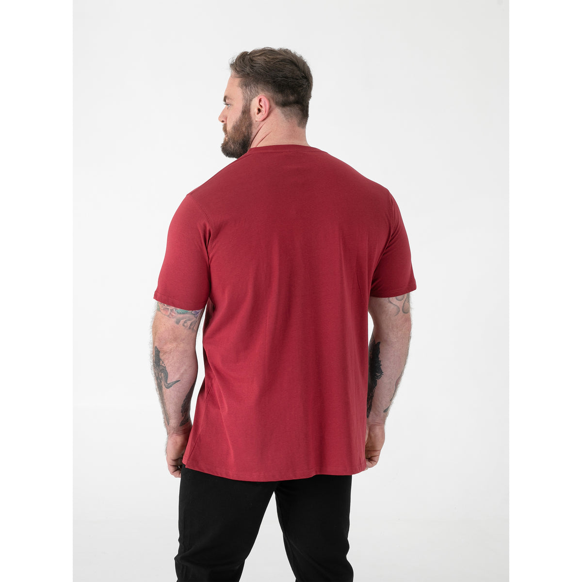 Red - Side - Duke Mens D555 Signature 2 V Neck T-Shirt