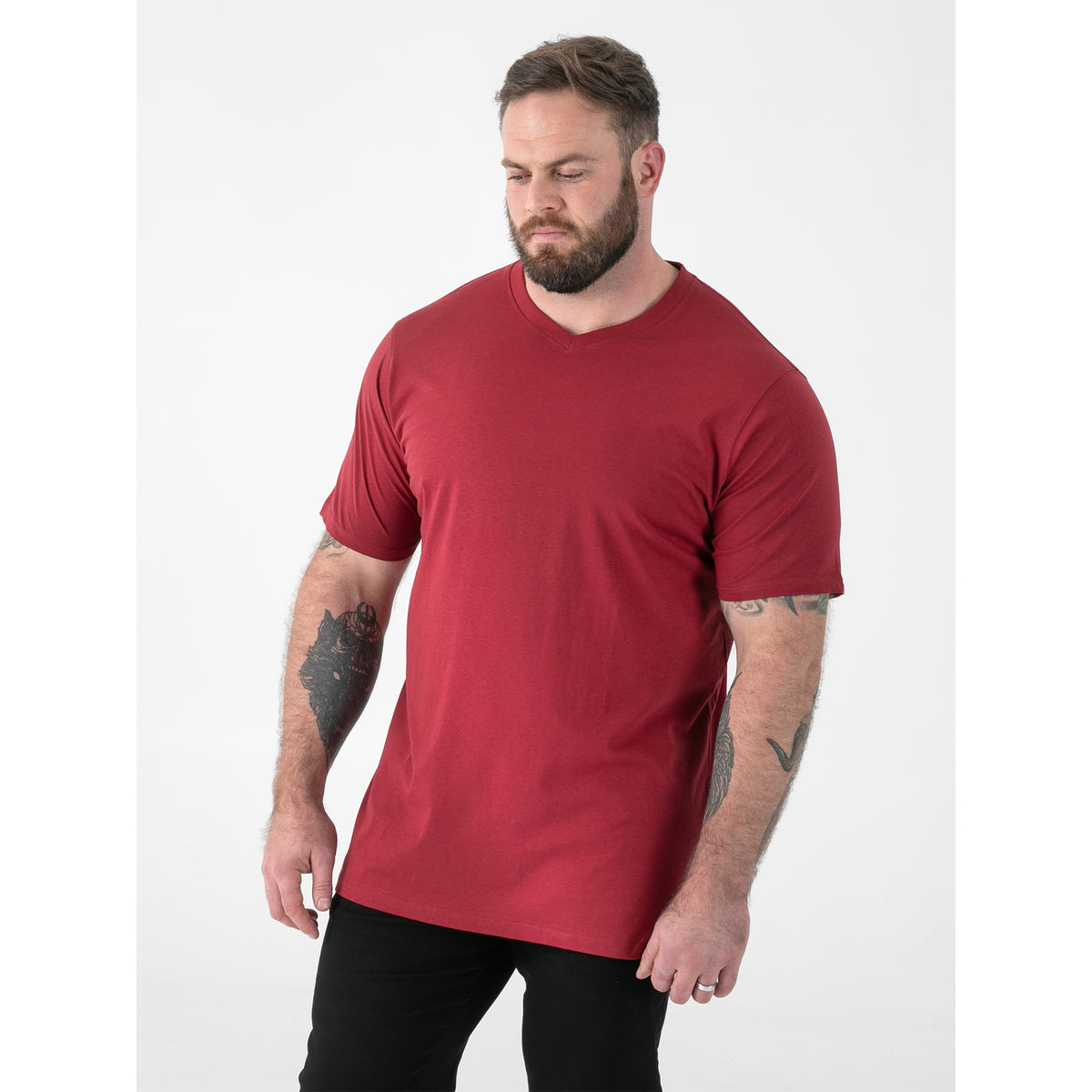 Red - Lifestyle - Duke Mens D555 Signature 2 V Neck T-Shirt