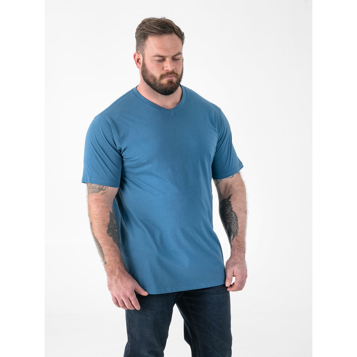 Teal - Lifestyle - Duke Mens D555 Signature 2 V Neck T-Shirt