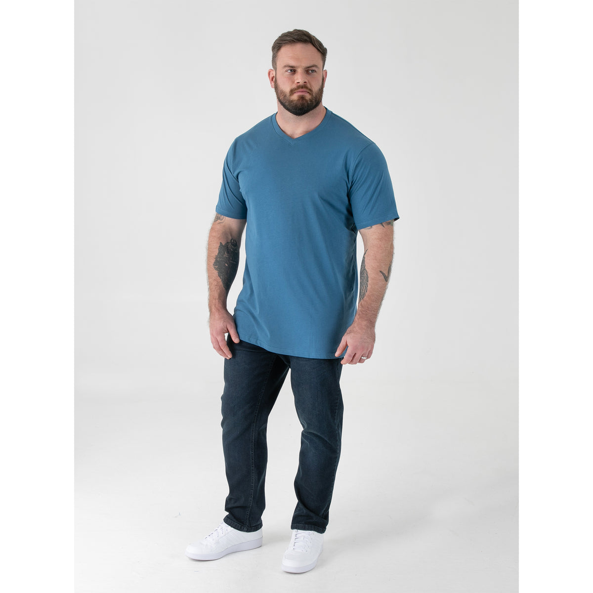 Teal - Pack Shot - Duke Mens D555 Signature 2 V Neck T-Shirt