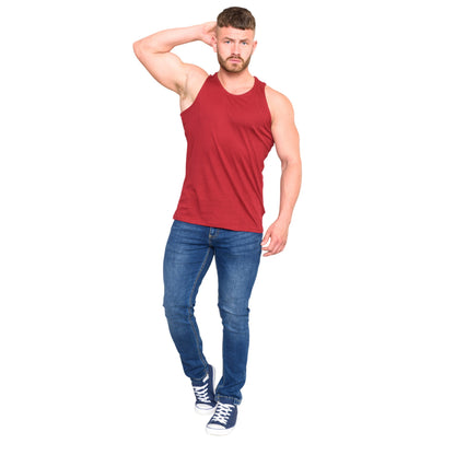 Red - Side - Duke Mens D555 Fabio Tank Top