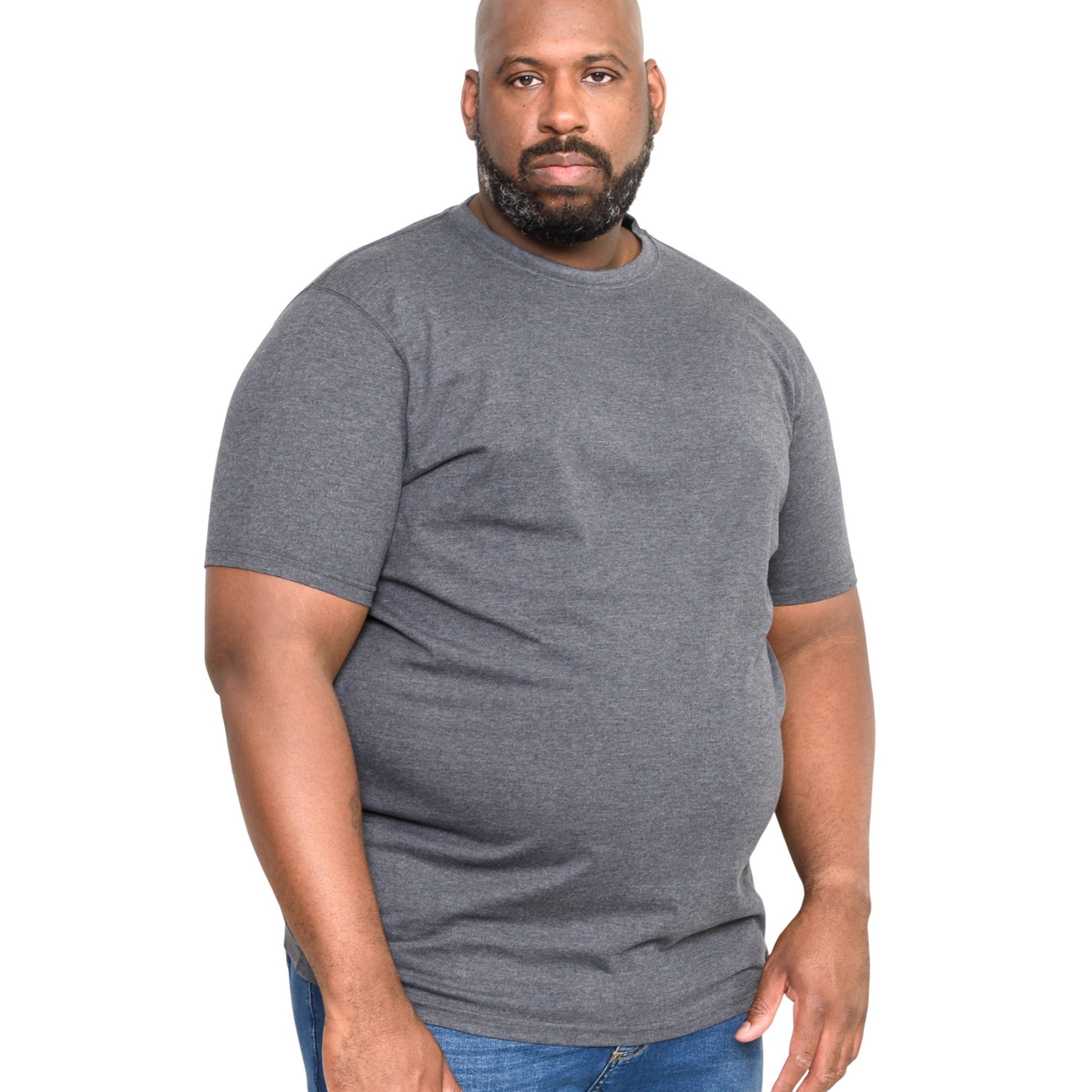 Charcoal Melange - Side - Duke Mens D555 Flyers 2 Kingsize T-Shirt