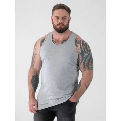 Grey Melange - Pack Shot - Duke Mens D555 Fabio Kingsize Tank Top
