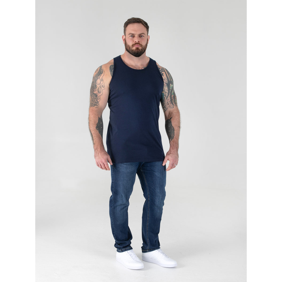 Navy - Pack Shot - Duke Mens D555 Fabio Kingsize Tank Top