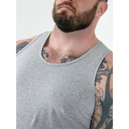 Grey Melange - Side - Duke Mens D555 Fabio Kingsize Tank Top
