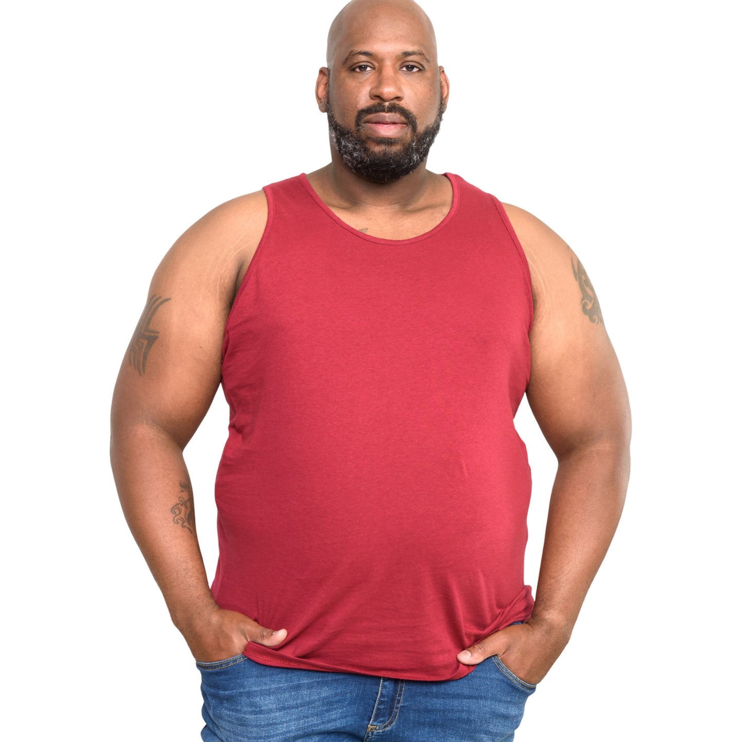 Red - Side - Duke Mens D555 Fabio 2 Kingsize Tank Top