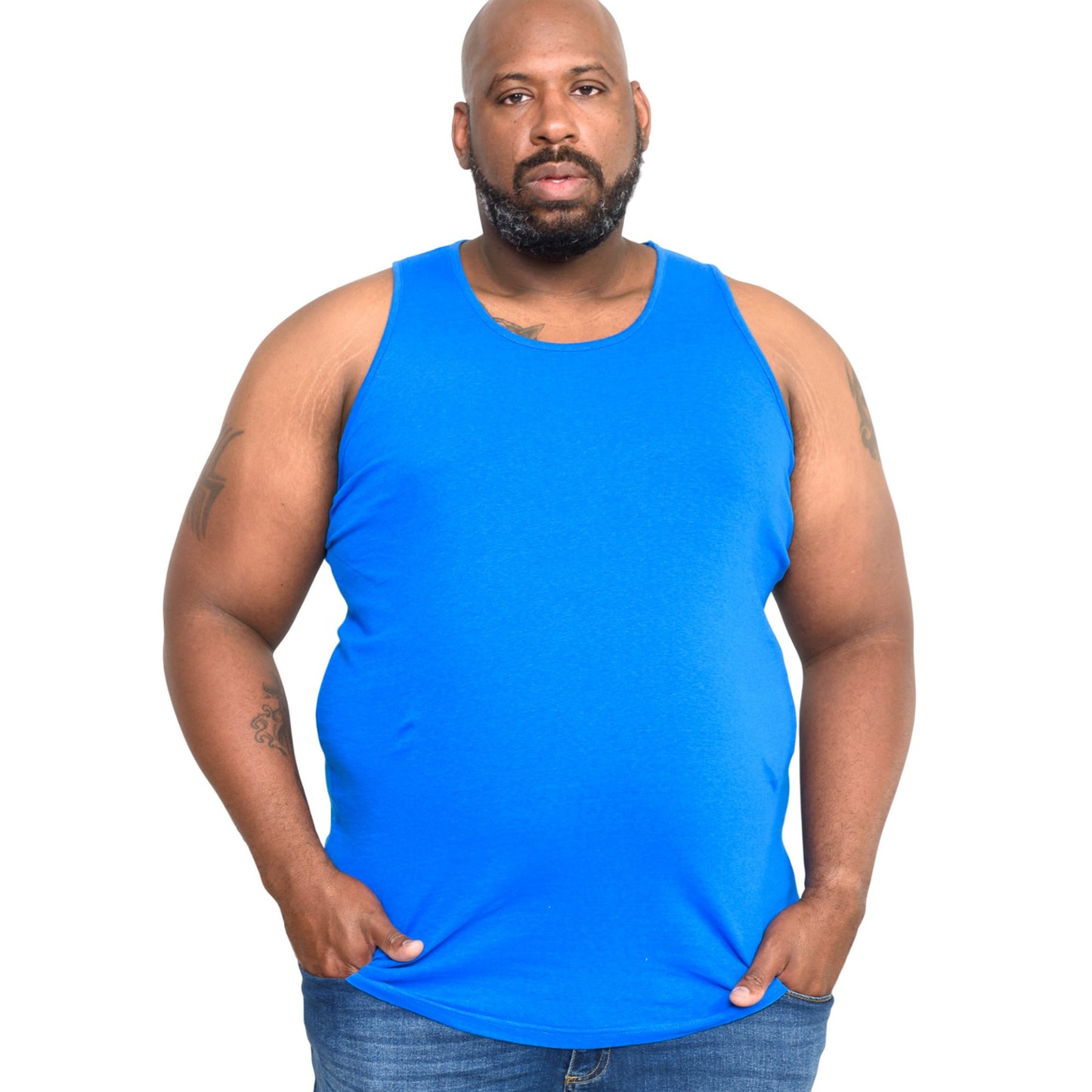 Blue - Side - Duke Mens D555 Fabio 2 Kingsize Tank Top