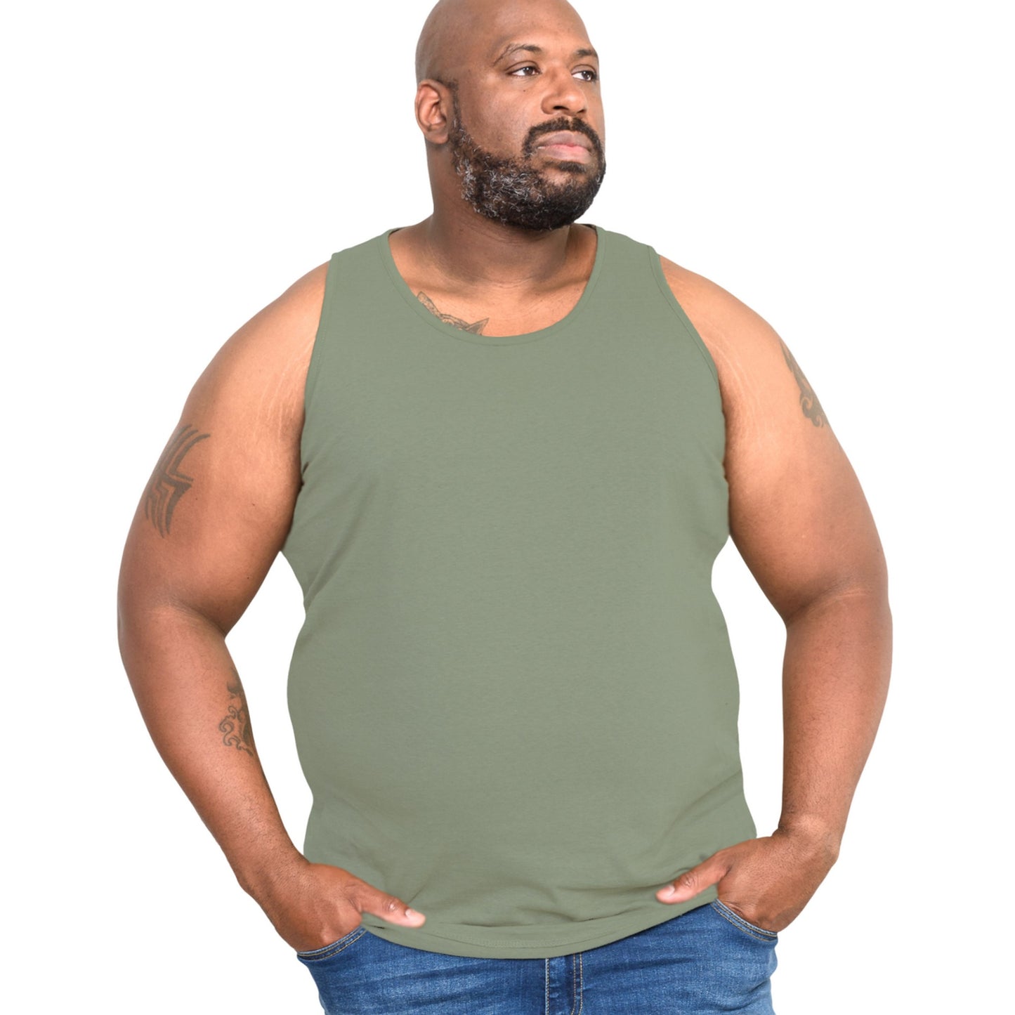 Khaki - Side - Duke Mens D555 Fabio 2 Kingsize Tank Top