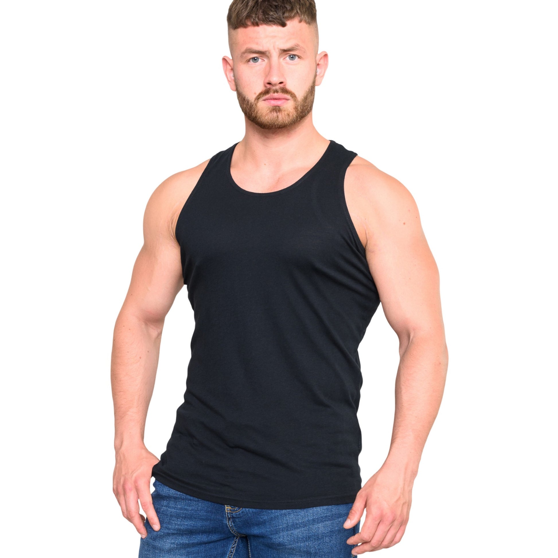 Black - Side - Duke Mens D555 Fabio Tank Top