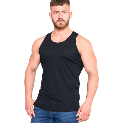 Black - Side - Duke Mens D555 Fabio Tank Top