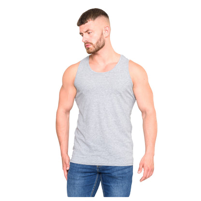 Grey Melange - Side - Duke Mens D555 Fabio Tank Top
