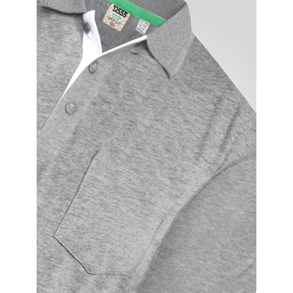 Grey Melange - Close up - Duke Mens Grant Polo Shirt