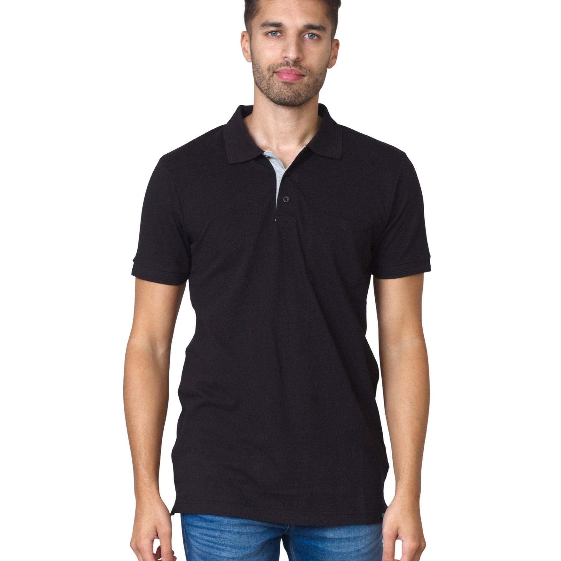 Black - Side - Duke Mens Grant Polo Shirt