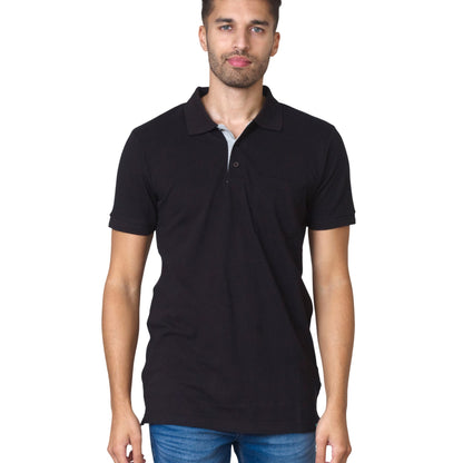 Black - Side - Duke Mens Grant Polo Shirt