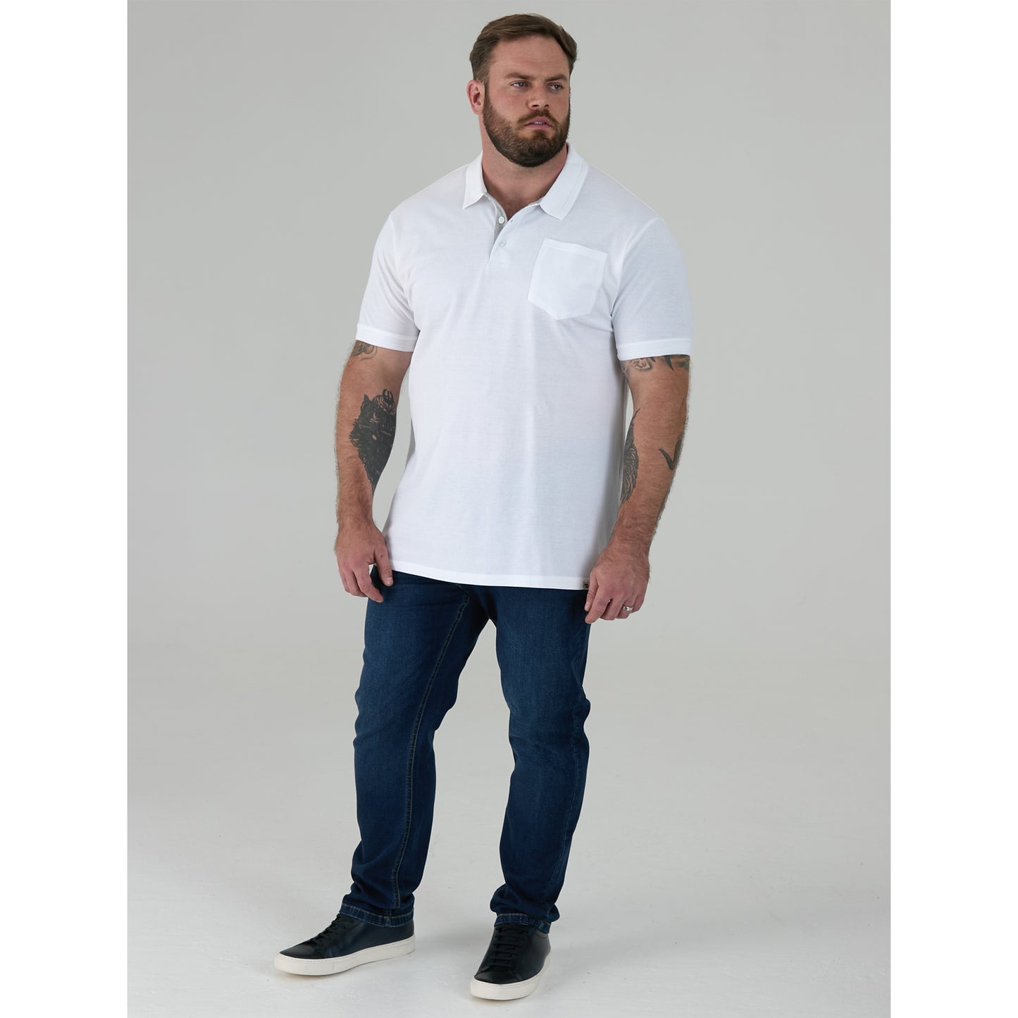 White - Close up - Duke Mens Grant Polo Shirt