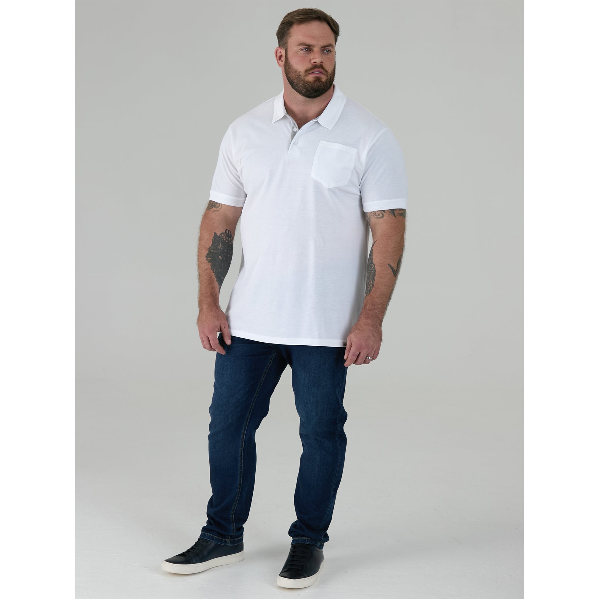 White - Close up - Duke Mens Grant Polo Shirt