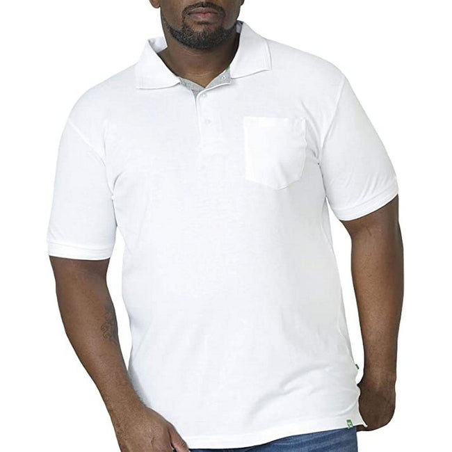 White - Back - Duke Mens Grant Chest Pocket Pique Polo Shirt