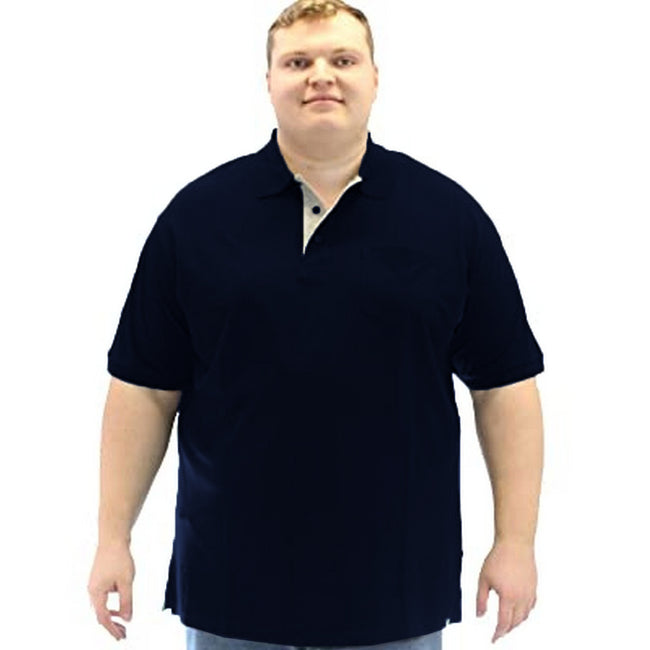 Navy - Side - Duke Mens Grant Chest Pocket Pique Polo Shirt